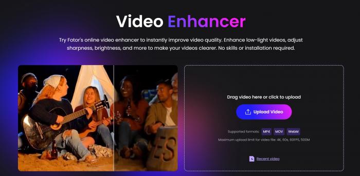 fotor AI video enhancer